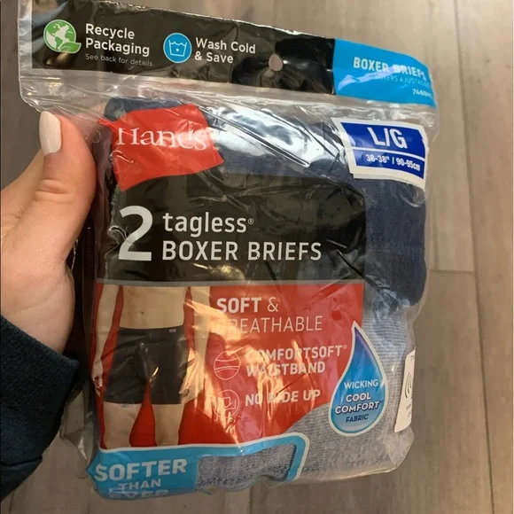 Hanes Men's Boxers pack of 2 tagless boxer briefs size large brand new unopened - Picture 6 of 9